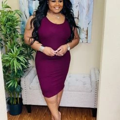 PASH BOUTIQUE New Arrivals Dark Burgundy Midi Dress