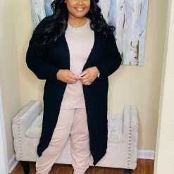 PASH BOUTIQUE Clearance Black Knit Plus Cardigan