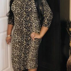 PASH BOUTIQUE Clearance Leopard Plus Midi Dress