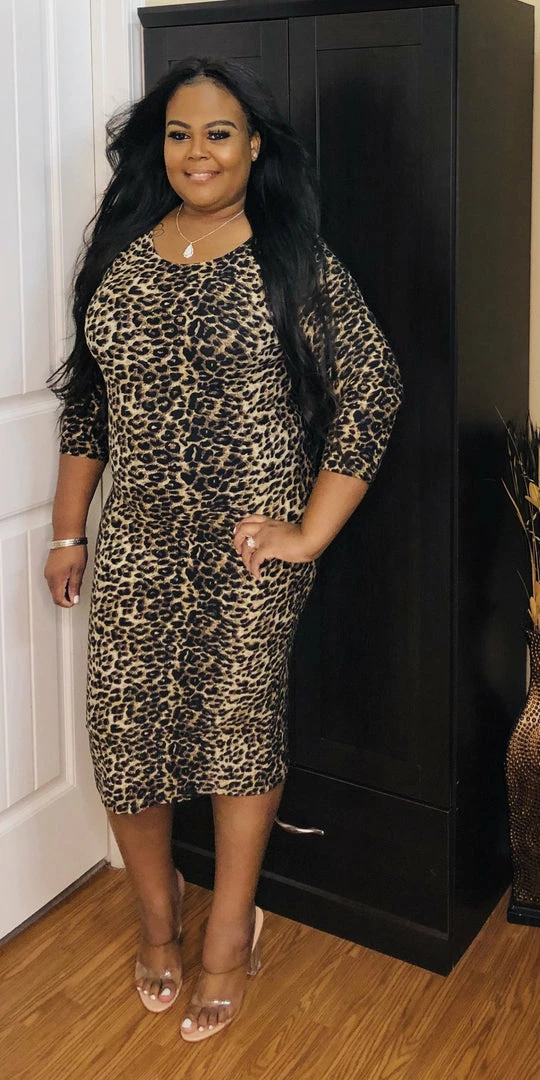 PASH BOUTIQUE Clearance Leopard Plus Midi Dress