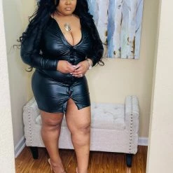 PASH BOUTIQUE New Arrivals Black Faux Leather Dress