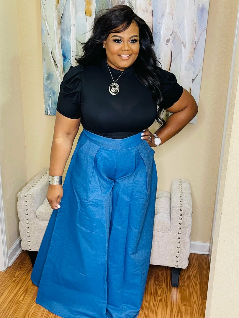 PASH BOUTIQUE Denim Palazzo Pants Clearance