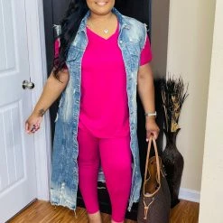 PASH BOUTIQUE Magenta Plus Lounge Set