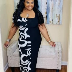 PASH BOUTIQUE Black/White Plus Dress