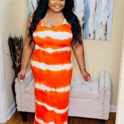 PASH BOUTIQUE Orange Tye-dye Maxi