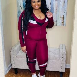 PASH BOUTIQUE Burgundy Workout Set