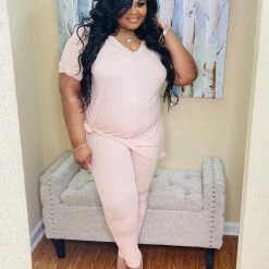 PASH BOUTIQUE New Arrivals Dusty Blush Plus Lounge Set