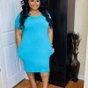 PASH BOUTIQUE Ice Blue Plus T-Shirt Dress