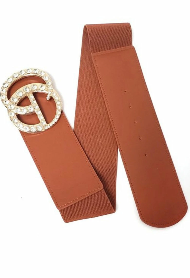 PASH BOUTIQUE Cognac Rhinestone GG Belt