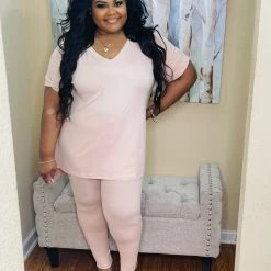 PASH BOUTIQUE New Arrivals Dusty Blush Plus Lounge Set