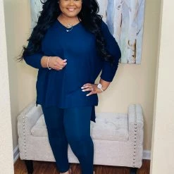 PASH BOUTIQUE Navy Waffle Set Sets (Missy)