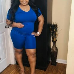 PASH BOUTIQUE Royal Blue Biker Short Sets Clearance