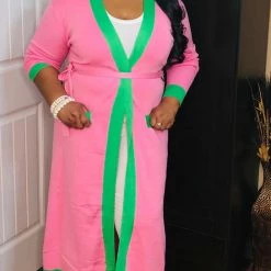PASH BOUTIQUE New Arrivals Pink/Green Plus Cardigan