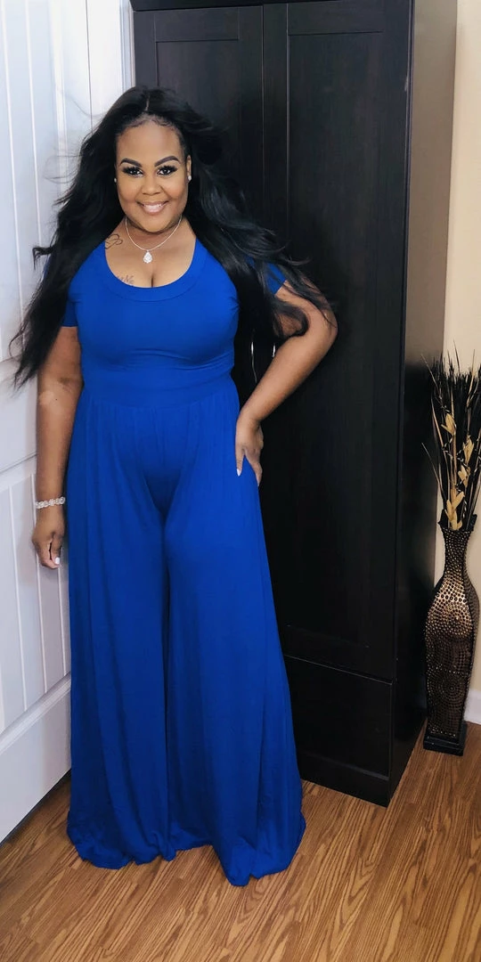 PASH BOUTIQUE Royal Blue Wide Leg Jumpsuit