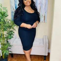 PASH BOUTIQUE Black Half Sleeve Midi Dress New Arrivals