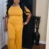 PASH BOUTIQUE Golden Mustard Short Sleeve Jumpsuit New Arrivals
