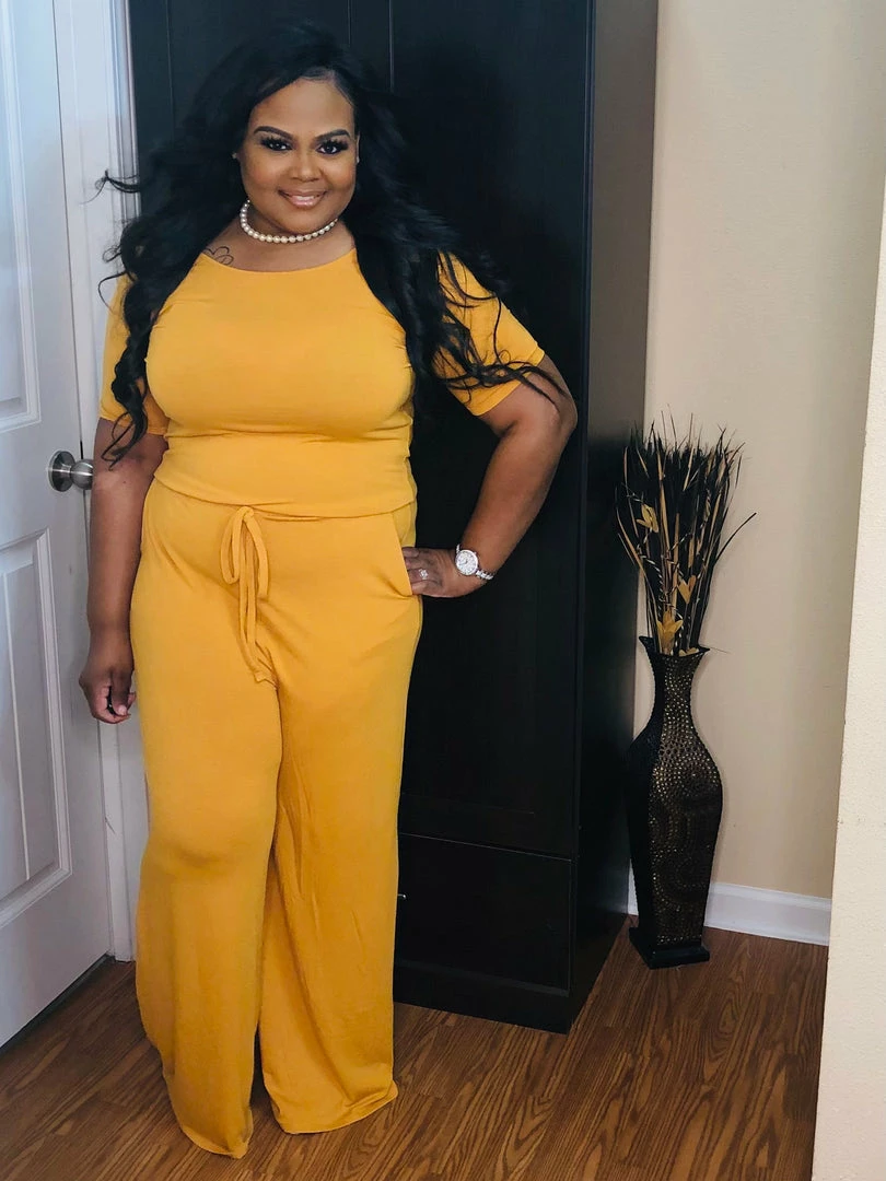 PASH BOUTIQUE Golden Mustard Short Sleeve Jumpsuit New Arrivals