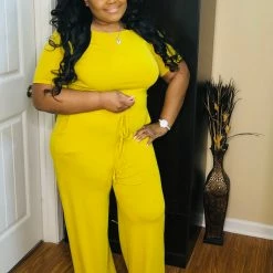 PASH BOUTIQUE Golden Wasabi Short Sleeve Jumpsuit New Arrivals