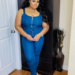 PASH BOUTIQUE Dark Denim Jumpsuit