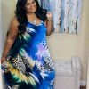 PASH BOUTIQUE Blue Leopard Maxi Dress