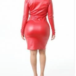PASH BOUTIQUE Red Faux Leather Dress Dresses (Missy)