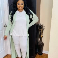 PASH BOUTIQUE New Arrivals Lt. Green Plus Duster