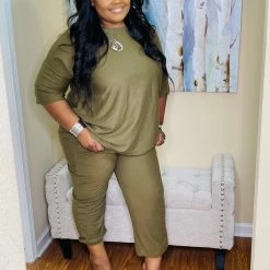 PASH BOUTIQUE New Arrivals Dusty Olive Plus Set