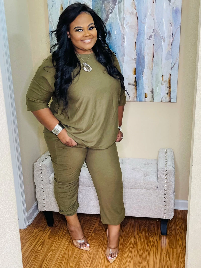 PASH BOUTIQUE New Arrivals Dusty Olive Plus Set