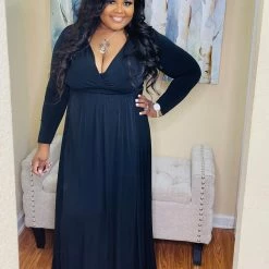 PASH BOUTIQUE Black Plus Split Maxi Dress