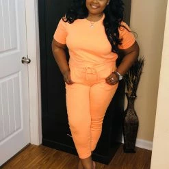 PASH BOUTIQUE Clearance Neon Coral Jogger Set