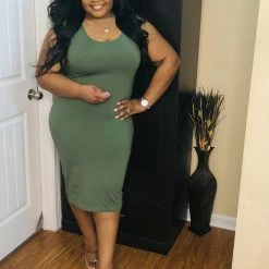 PASH BOUTIQUE New Arrivals Ash Olive Midi Dress