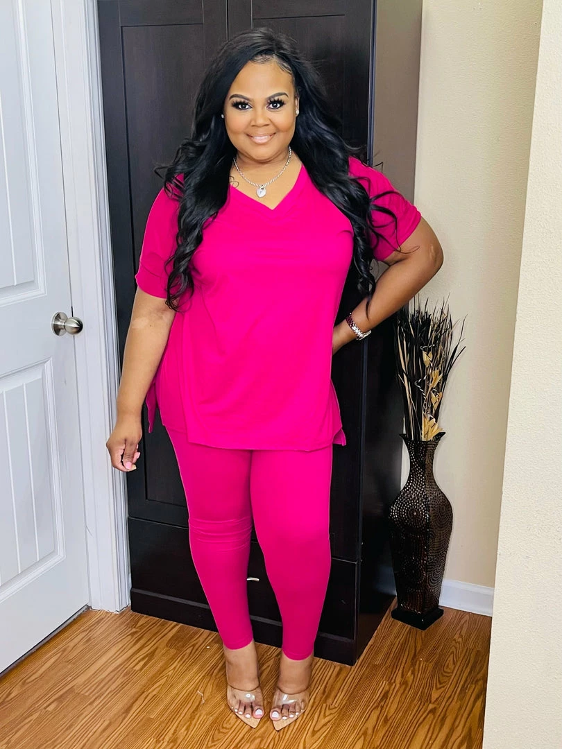 PASH BOUTIQUE Magenta Plus Lounge Set