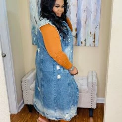 PASH BOUTIQUE New Arrivals Denim Plus Vest Long