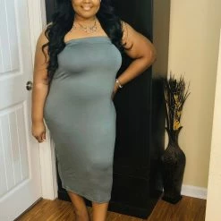 PASH BOUTIQUE New Arrivals Lt. Olive Halter Plus Dress