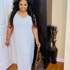 PASH BOUTIQUE Heather Grey Plus Maxi Dress