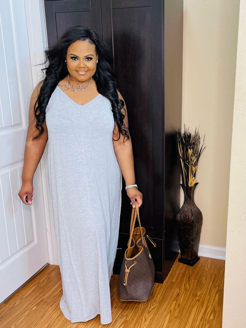 PASH BOUTIQUE Heather Grey Plus Maxi Dress