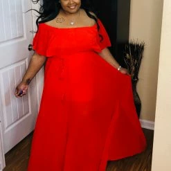 PASH BOUTIQUE Poppy Red Ruffle Maxi