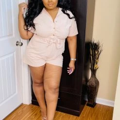 PASH BOUTIQUE Clearance Dusty Blush Short Romper