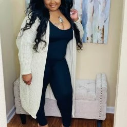 PASH BOUTIQUE Cream Knit Plus Cardigan