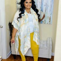 PASH BOUTIQUE Mustard/Teal Kimono