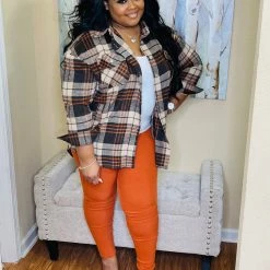 PASH BOUTIQUE Brown Rust Shacket New Arrivals