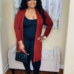 PASH BOUTIQUE Dk Rust Cardigan New Arrivals