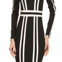 Pashboutique Clearance Black/White Strip Midi