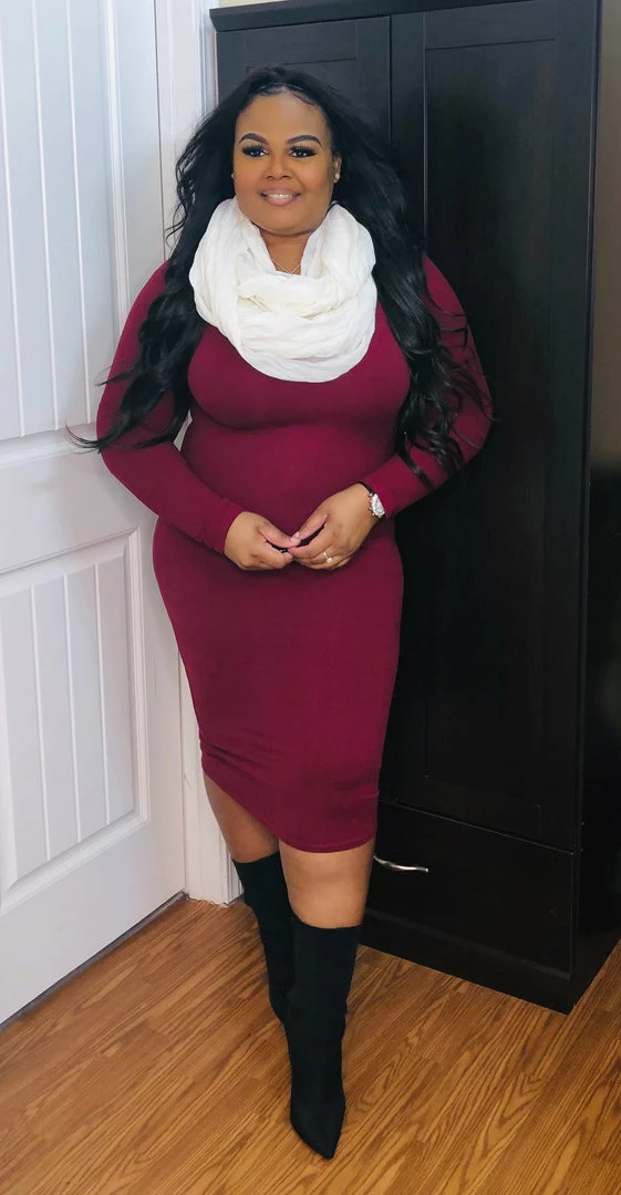 PASH BOUTIQUE Wine Midi Dress Dresses (Missy)