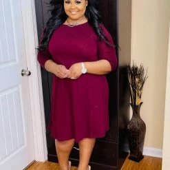 PASH BOUTIQUE Dk Burgundy Flare Dress New Arrivals