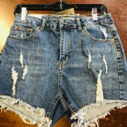 PASH BOUTIQUE Fringe Denim Shorts