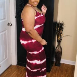 PASH BOUTIQUE New Arrivals Burgundy Tye-dye Maxi