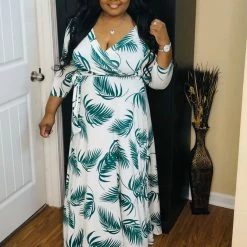 PASH BOUTIQUE New Arrivals Ivory/Green Maxi Dress