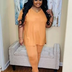 PASH BOUTIQUE Butter Orange Plus Lounge Set New Arrivals