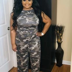 PASH BOUTIQUE New Arrivals Camouflage Dusty Jumpsuit